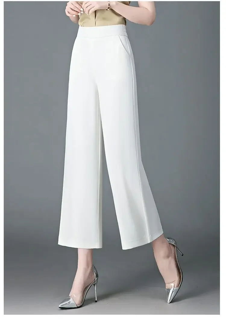 Pantalon Large Soie Glacée Blanc Femme | MDN Store