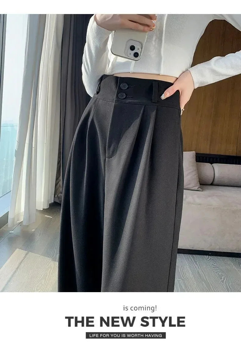 Pantalon Femme Grande Taille Haute Coréen - Baggy Bureau Élégant | MDN Store