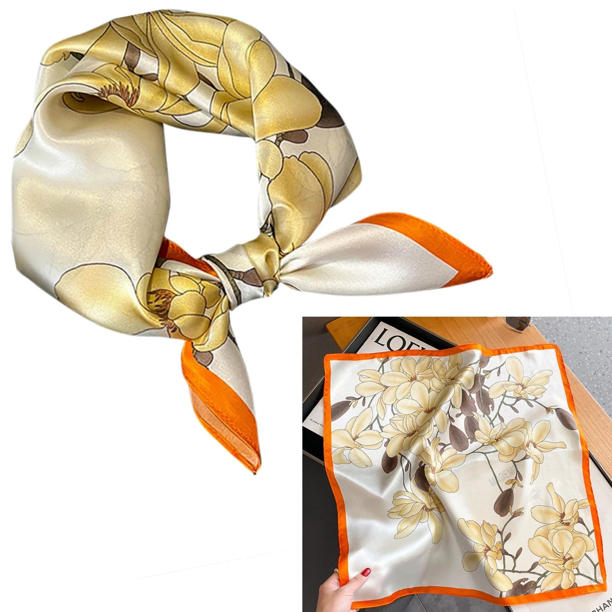 Foulard Carré Soie Mûrier 100% Floral 53cm Femme | MDN Store