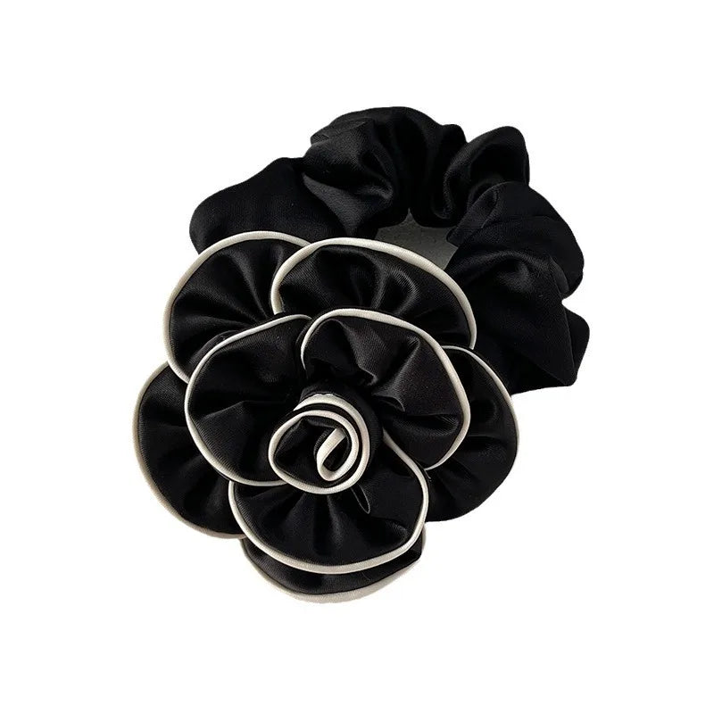 Chouchou Camélia Fleur Tissu Rétro - Élastique Cheveux Femme Élégant Haute... | MDN Store