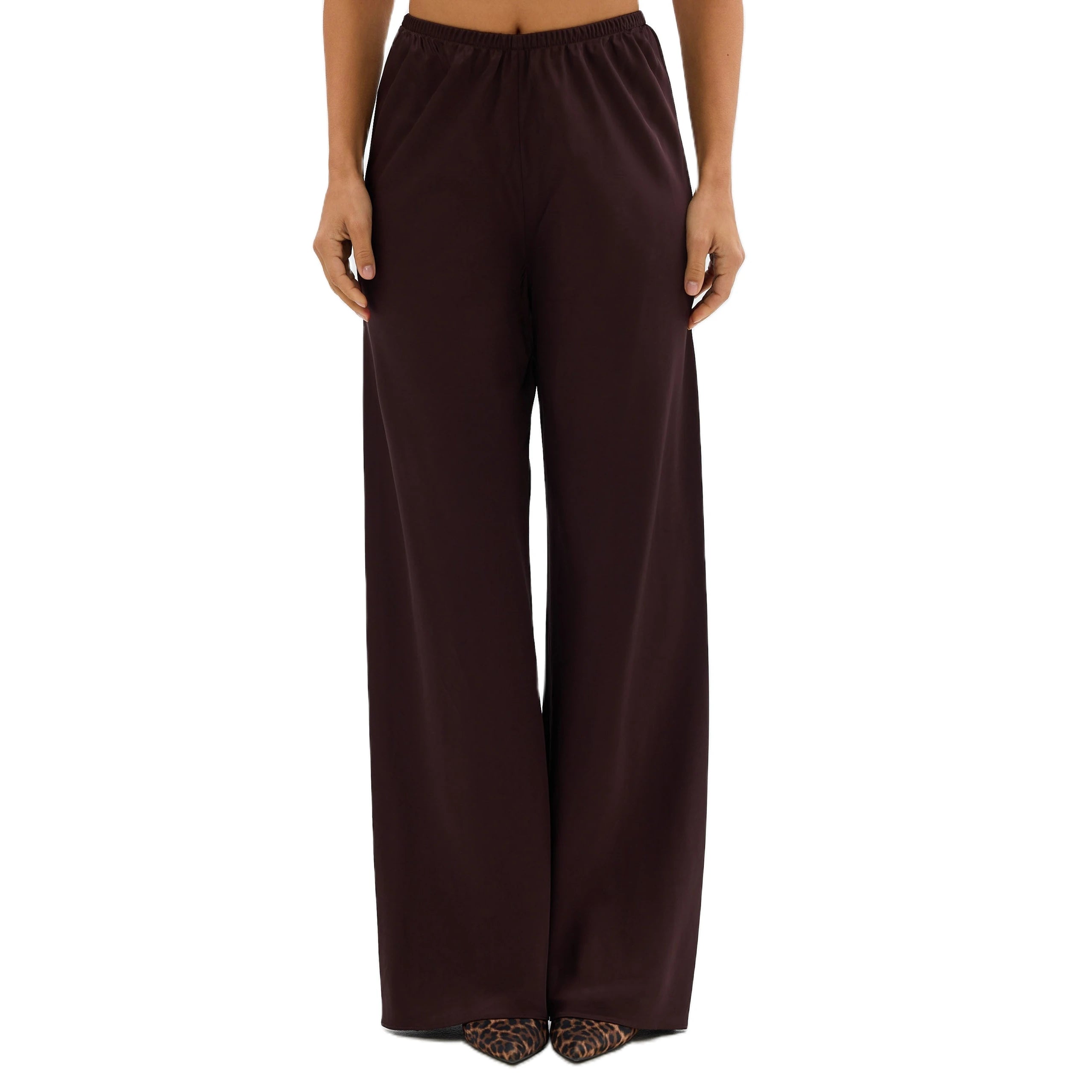 Pantalon Large Satin Taille Haute Femme | MDN Store