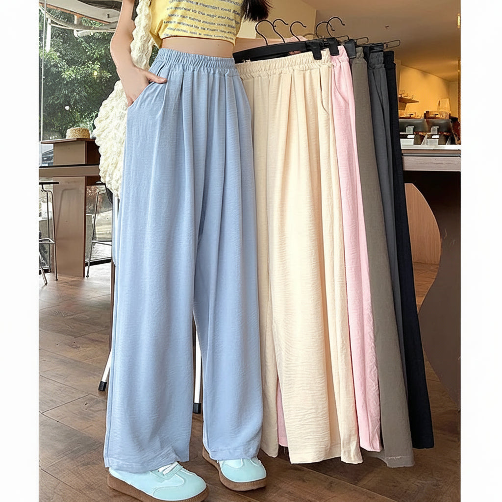 Pantalon Plissé Soie Glacée Taille Haute | MDN Store