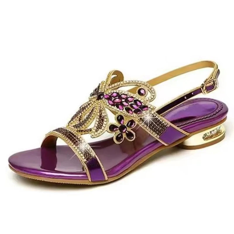 Sandales Compensées Cuir Strass Femme YAERNI | MDN Store
