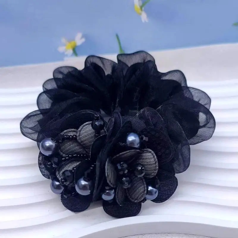 Chouchou Fleur Maille Large Élégant - Élastique Chignon Femme | MDN Store