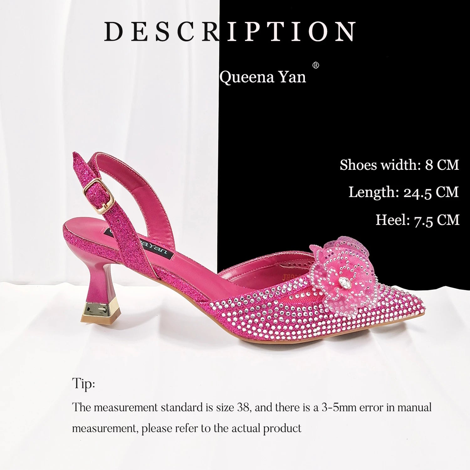 Escarpins Bout Pointu Talon Carré Femme Soirée Cristaux Élégant | MDN Store 25