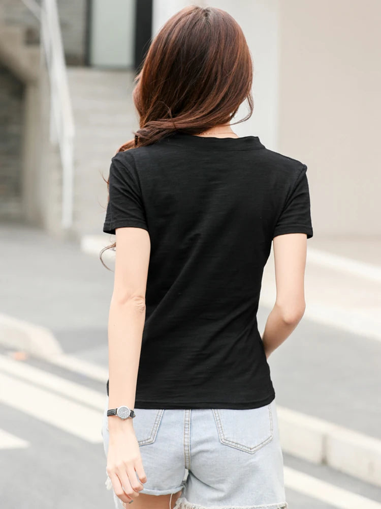 T-shirt Col V Coton Bambou Femme | MDN