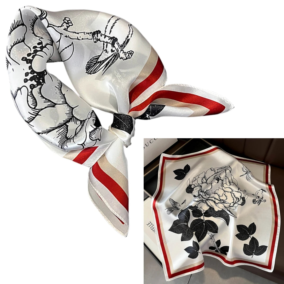 Foulard Carré Soie Mûrier 100% Floral 53cm Femme | MDN Store