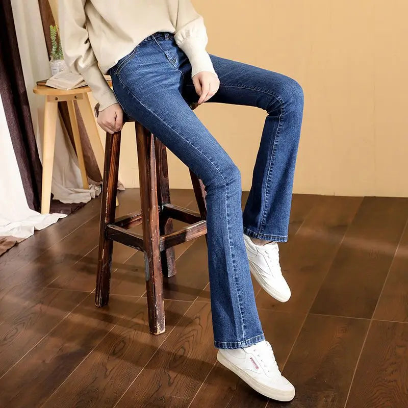 Jean Flare Femme Broderie Ethnique Bleu | MDN Store