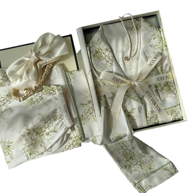 Pyjama Satin Soie Imprimé Mignon | MDN