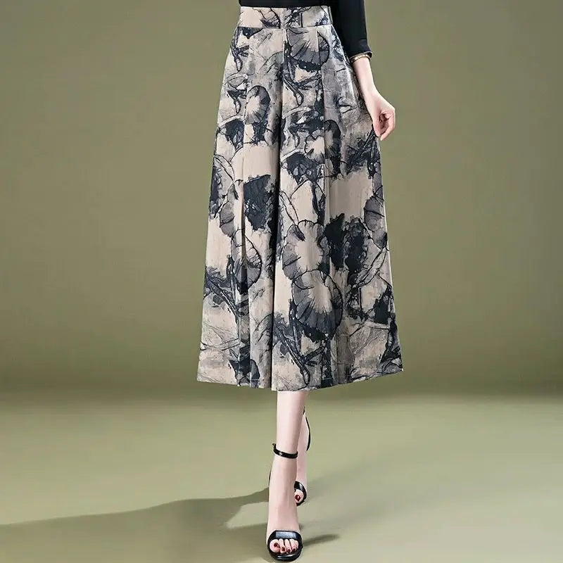 Pantalon Large Femme 7/8 Mousseline Taille Haute Léger Été | MDN Store