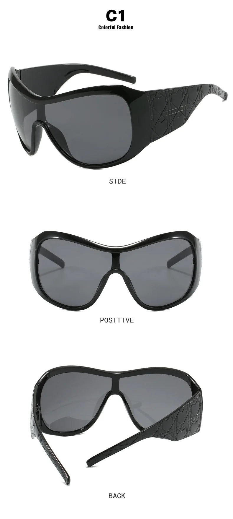 Lunettes de Soleil Y2K Oversize Monobloc UV400 - Femme | MDN