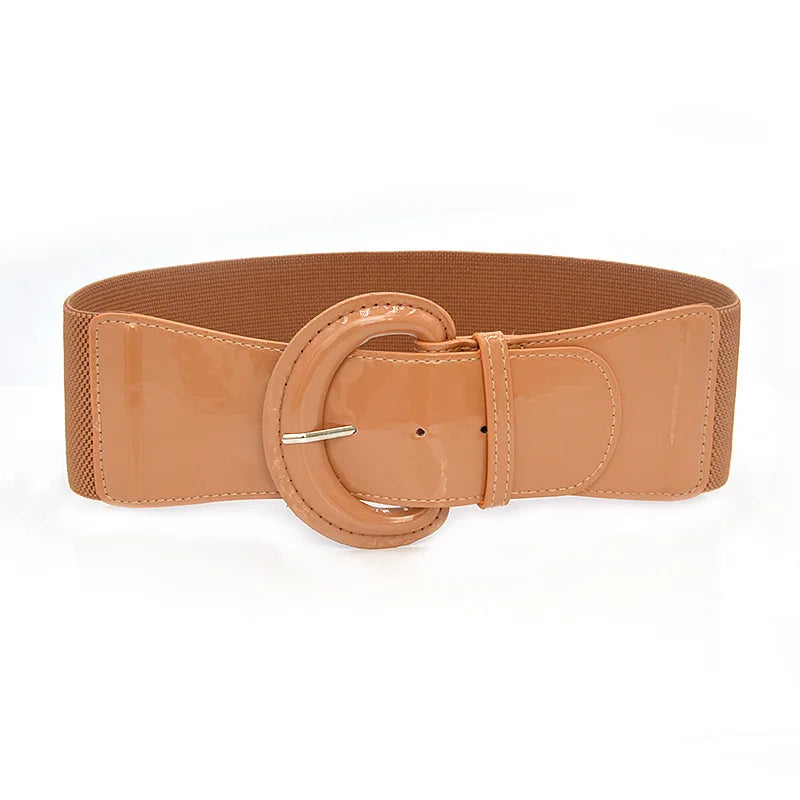 Ceinture Large Élastique Femme Boucle Dorée - Ceinture Taille Haute Luxe Stretch | MDN