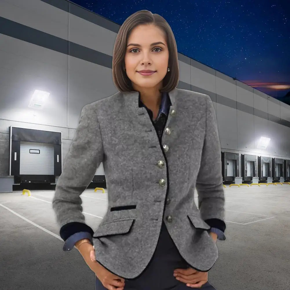 Manteau Laine Bicolore Col Montant | MDN