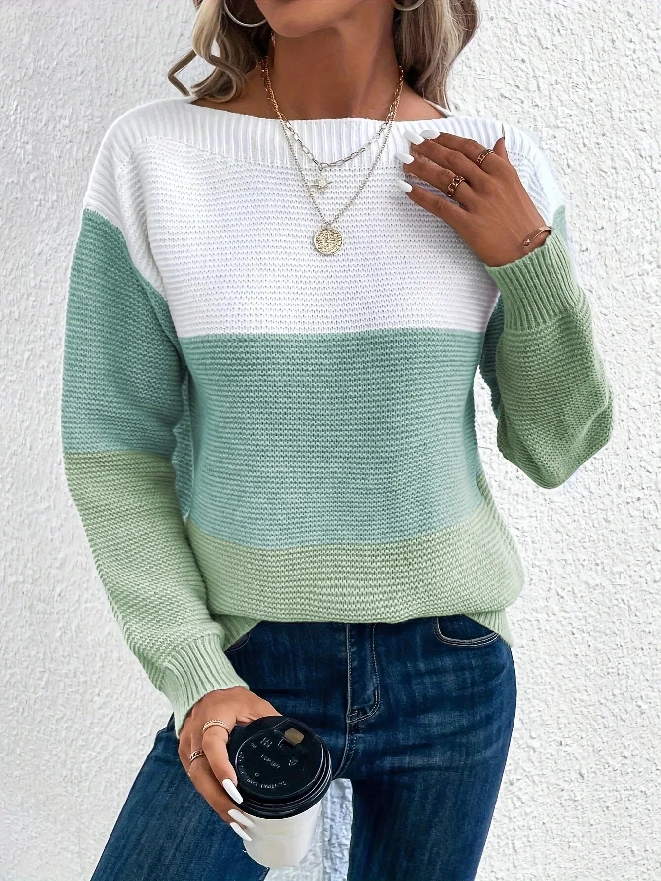 Pull Femme Ample Col Rond Tricote Epais 8 Coloris Automne Hiver | MDN Store