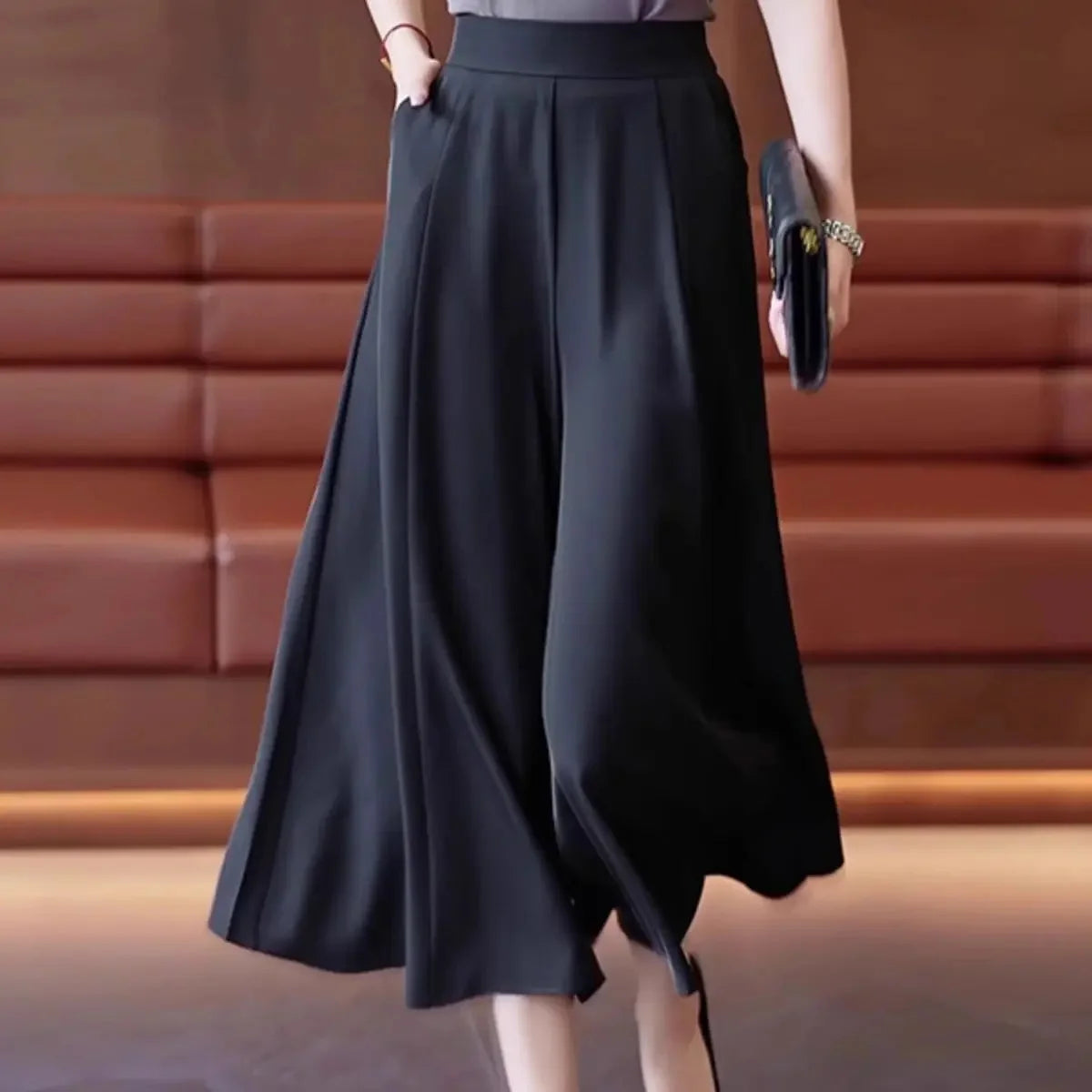 Pantalon Femme Large Soie Glacée Taille Haute | MDN Store