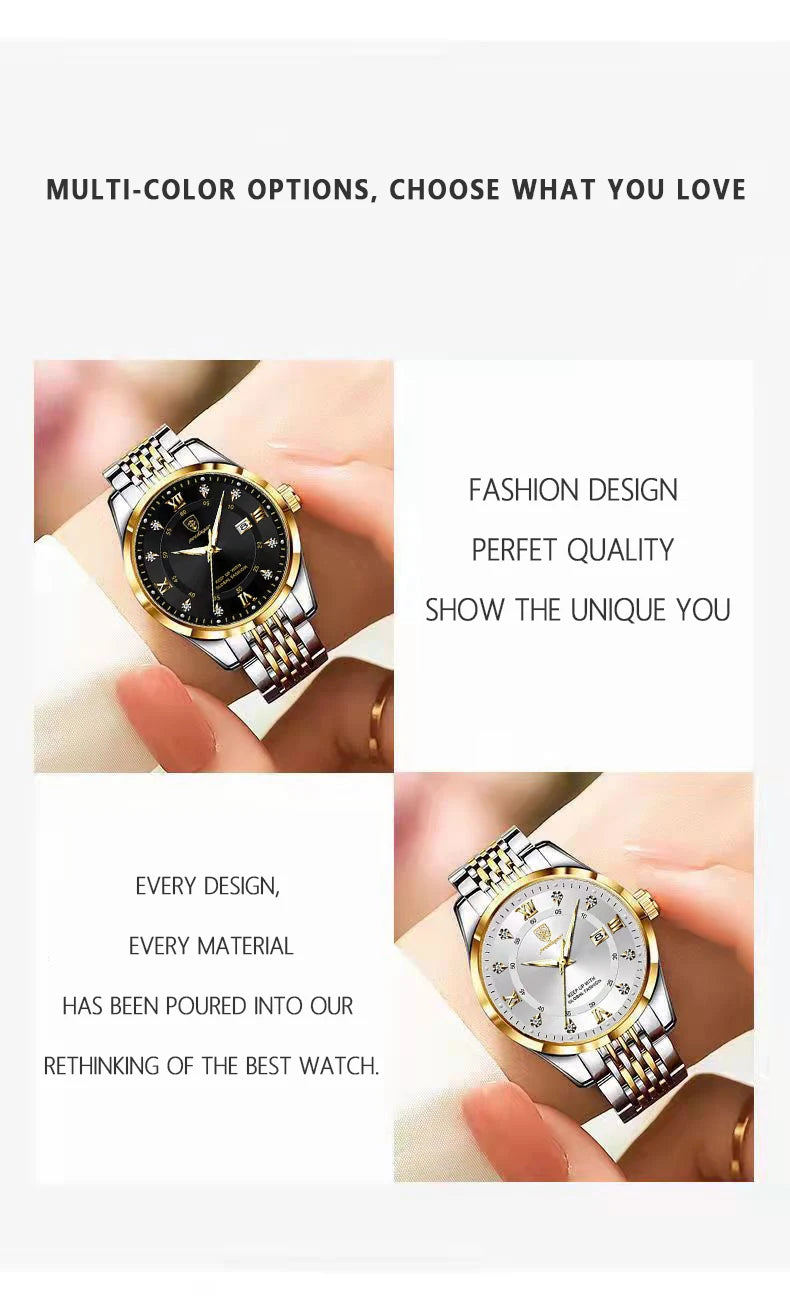 Montre Quartz Femme Acier Inoxydable Lumineuse Date Etanche Fashion | MDN Store 25