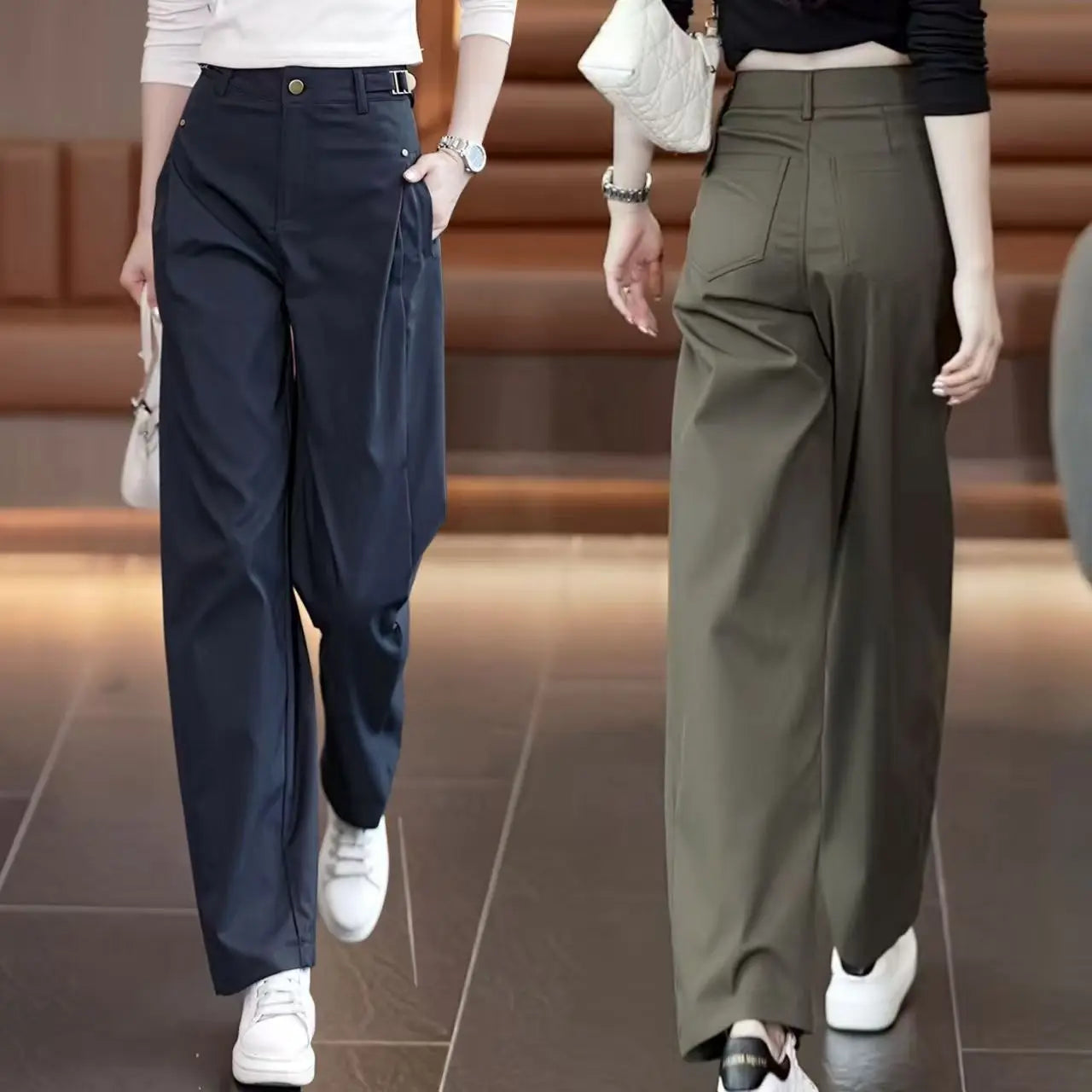 pantalon-large-vert-armee-pour-femme-nouvelle-coll - MDN Store 25