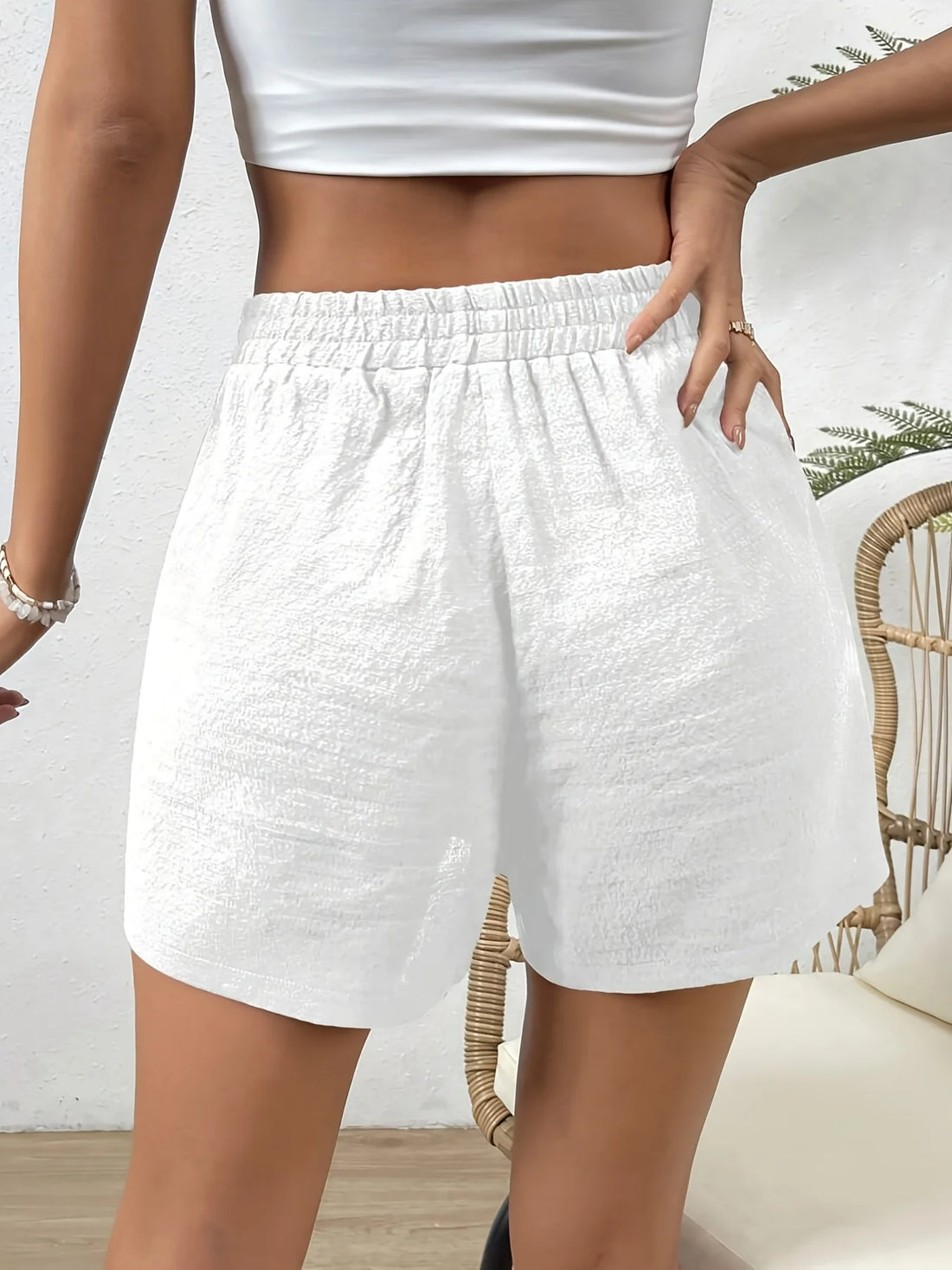 Short Femme Taille Elastique Couleur Unie Coupe Reguliere | MDN Store 25