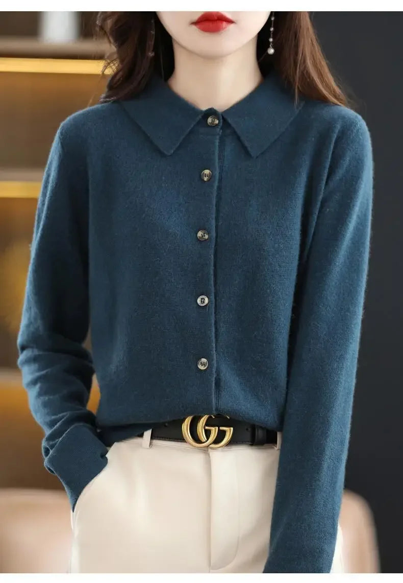 Cardigan Femme Col Polo Loose Fit Tricot Doux 9 Coloris S-XXL | MDN Store