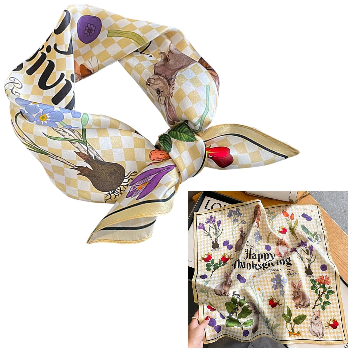 Foulard Carré Soie Mûrier 100% Floral 53cm Femme | MDN Store