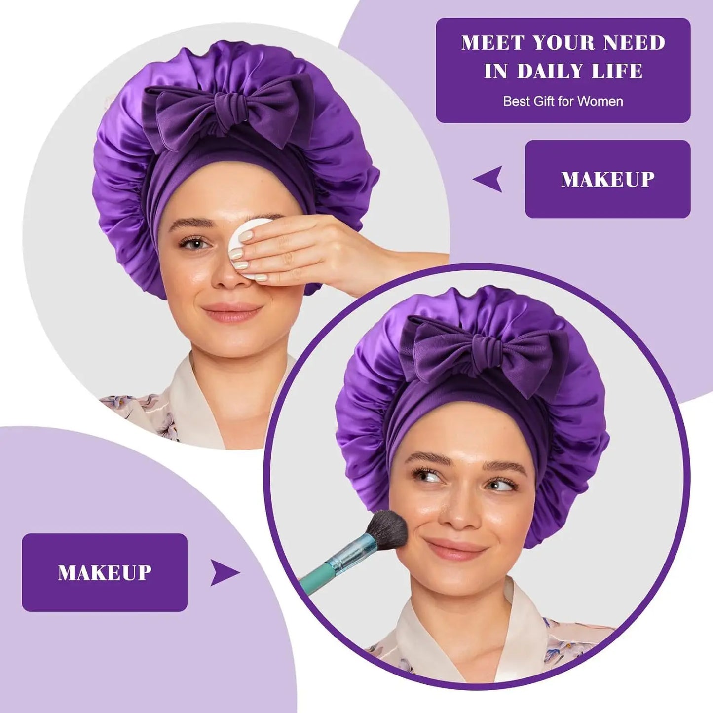 Bonnet de Nuit Satin Femme - Protection Cheveux Douche Sommeil | MDN