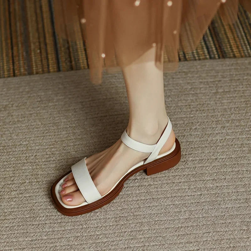 Sandales Cuir Talons Bas Confort Femme | MDN Store