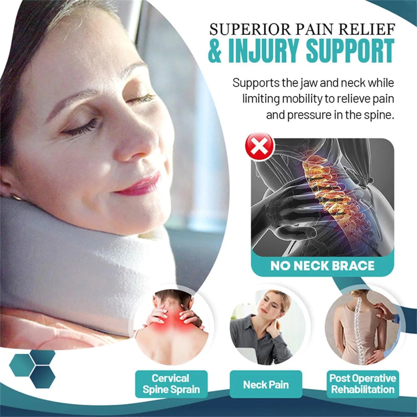 Collier Cervical Mousse Ajustable - Support Nuque avec Housse de Rechange | MDN