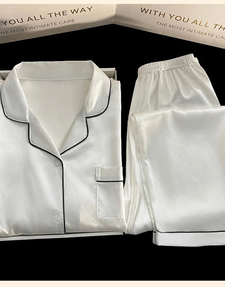 Pyjama Satin Soie Uni 2 Pièces | MDN Store