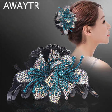 Pince Cheveux Fleur Strass Luxe Coréenne - Barrette Crabe Élégante | MDN Store