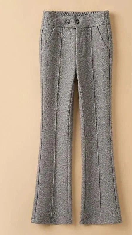 Pantalon Laine Évasé Femme Gris Clair Bureau | MDN Store