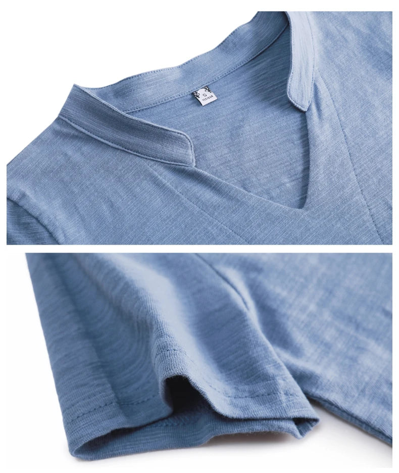 T-shirt Col V Coton Bambou Femme | MDN