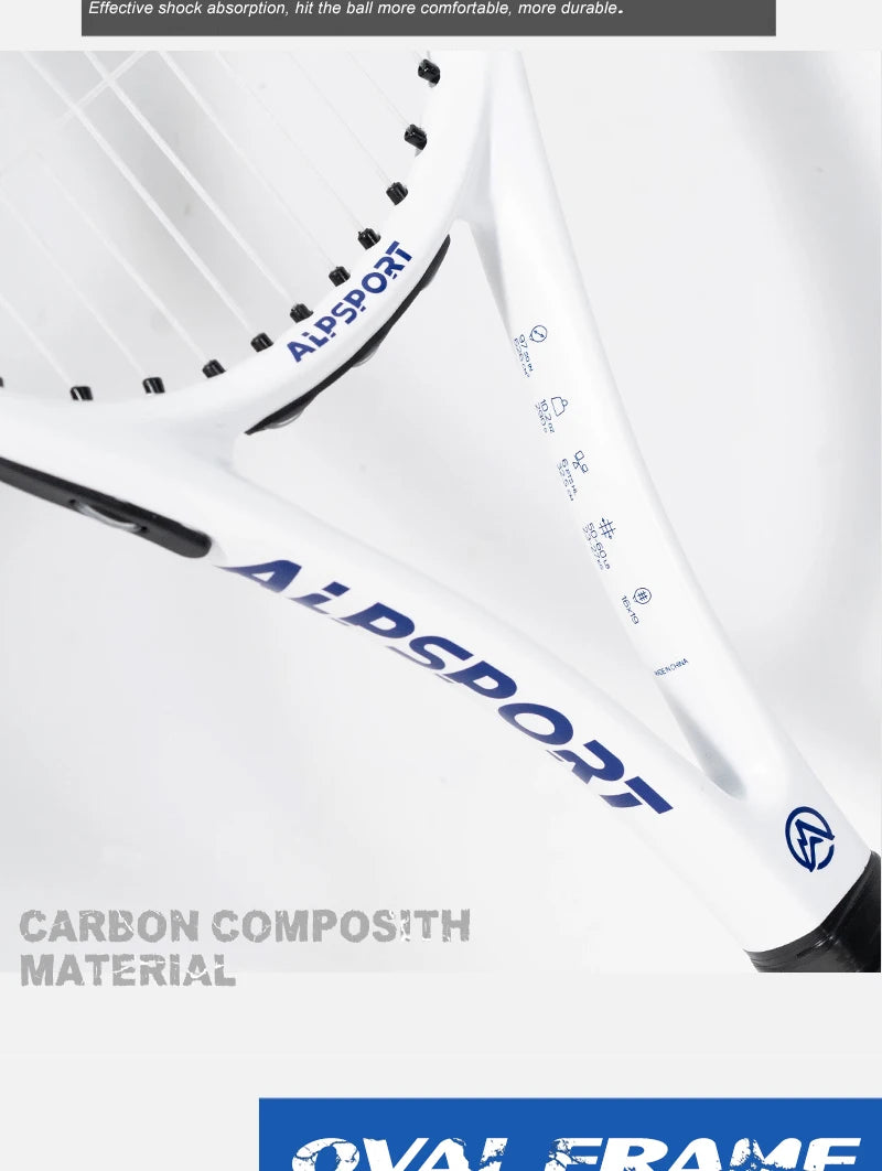Raquette de Tennis Professionnelle ALPSPORT T800 — Fibre de Carbone 100%, Ultra-Légère 280g, Sangle Antidérapante | MDN Store 25