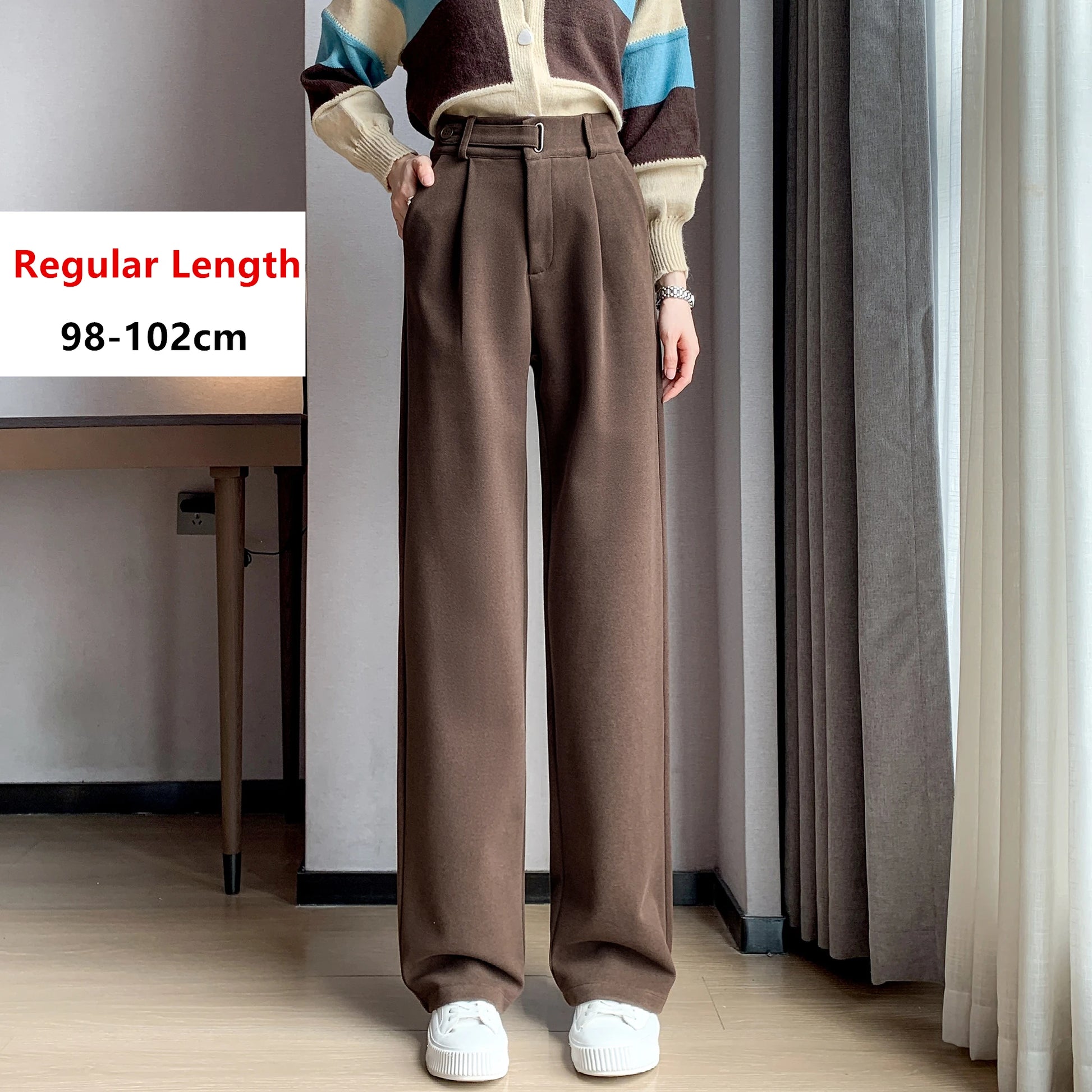Pantalon Laine Large Femme Boutons Milk Tea | MDN Store