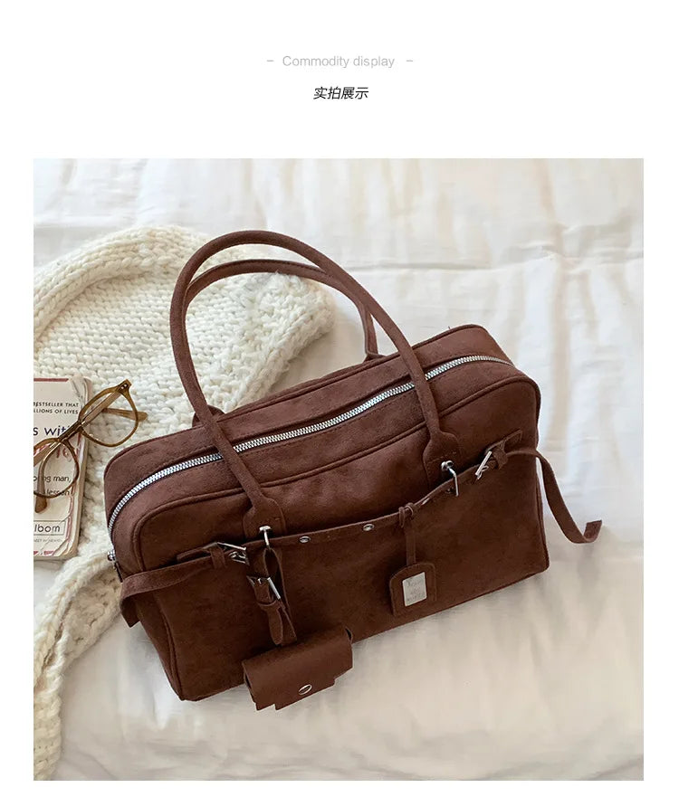 Sac Tote Femme Grande Capacité Cuir Suédé MDN - Vintage Élégant Bureau