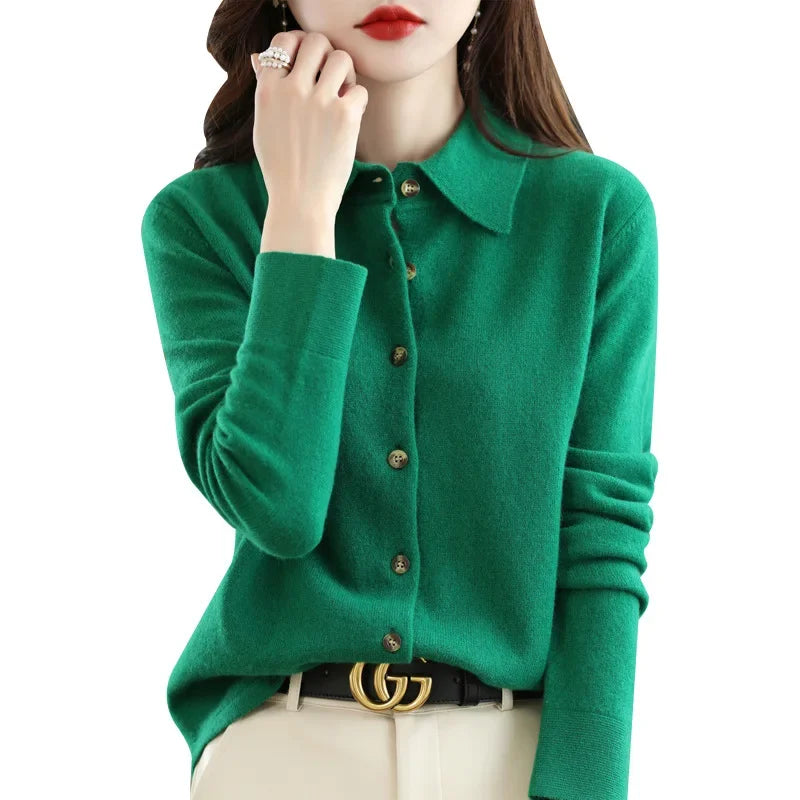 Cardigan Femme Col Polo Loose Fit Tricot Doux 9 Coloris S-XXL | MDN Store