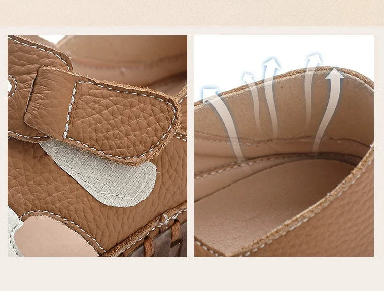 Sandales Cuir Plates Bout Fermé Lorilury | MDN Store