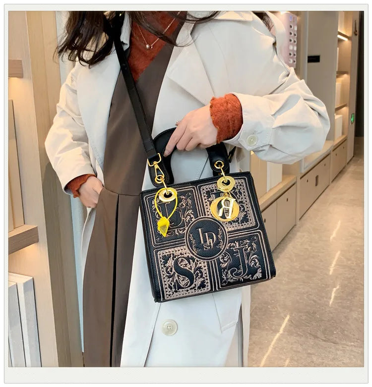 Sac à Main Femme Broderie Royale Poignée Supérieure Bandoulière - MDN