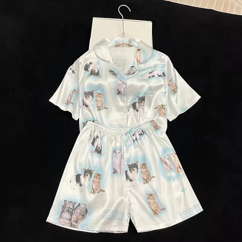 Pyjama Soie Glacée Chat Été | MDN Store