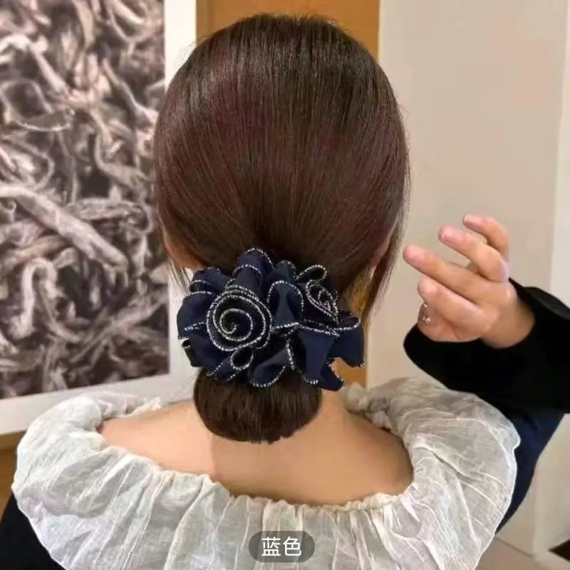 Chouchou Élastique Phnom Penh 3 Fleurs - Double Couche Classique Français Grand Format | MDN