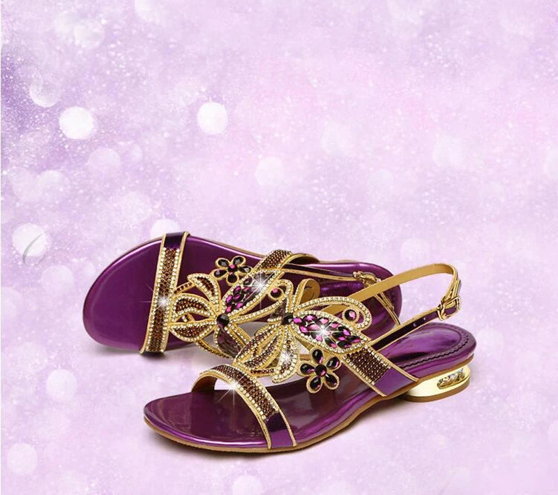 Sandales Compensées Cuir Strass Femme YAERNI | MDN Store