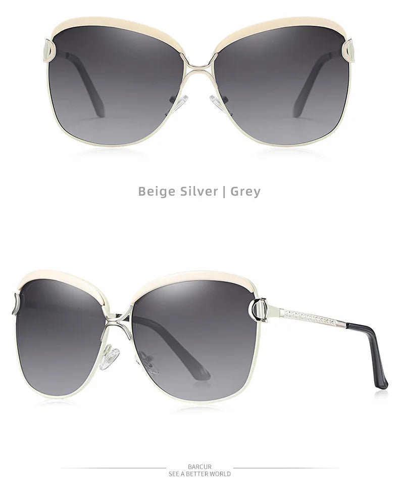 BARCUR Lunettes de Soleil Polarisées Femme Ovale Verres Dégradés UV400 Luxe | MDN Store 25