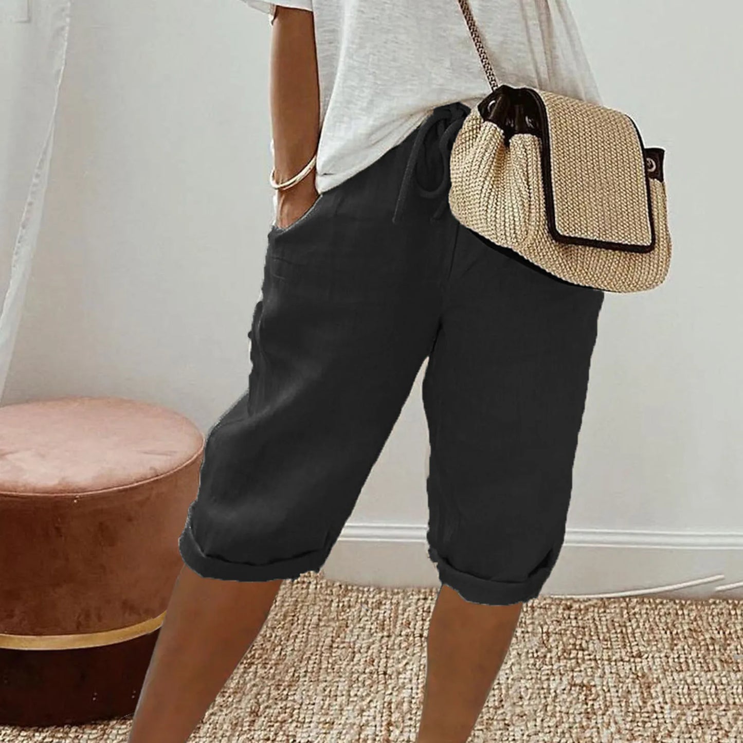 Short Femme Coton Lin Taille Moyenne Large | MDN