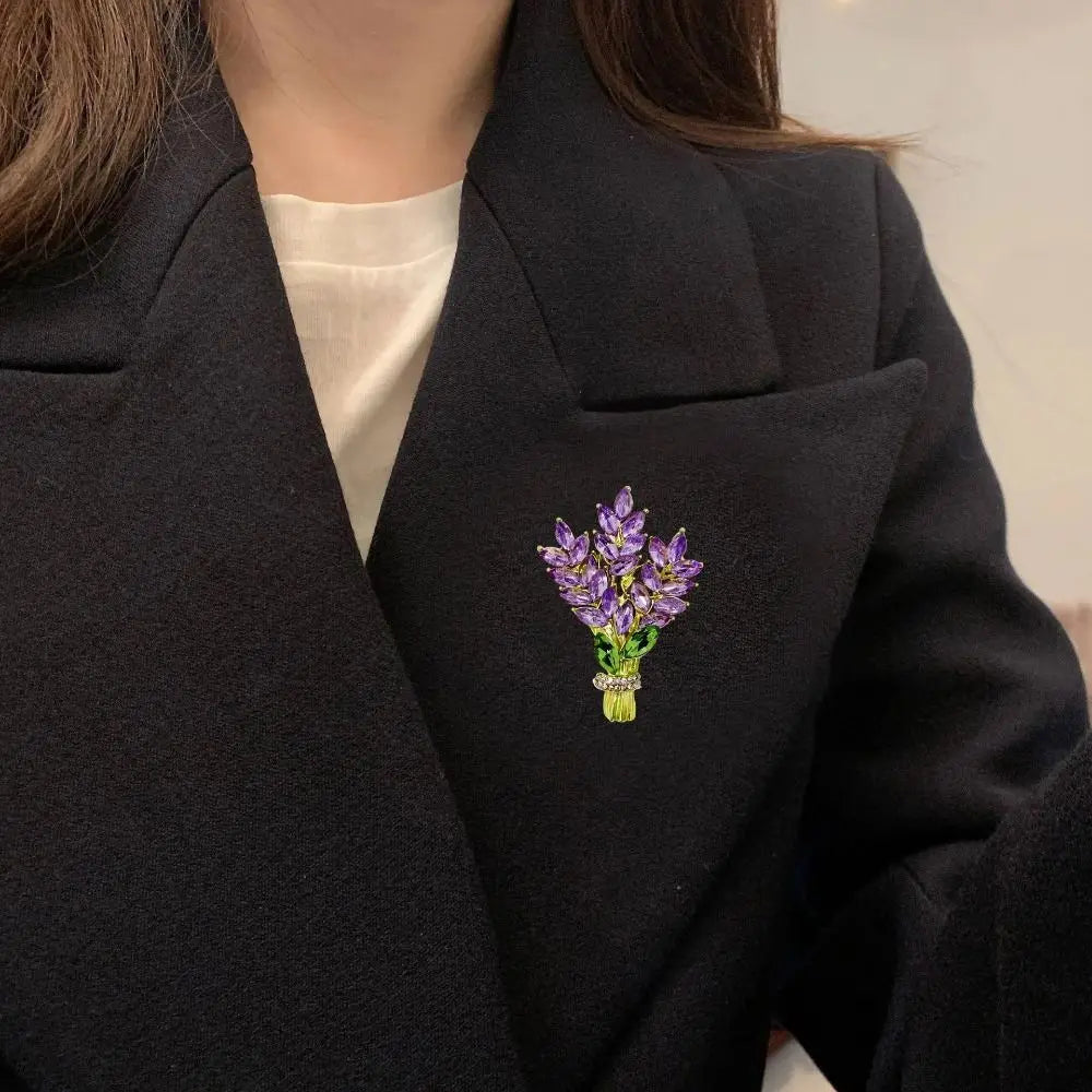 Broche Lavande Cristal Strass Pin Fleur Élégant | MDN