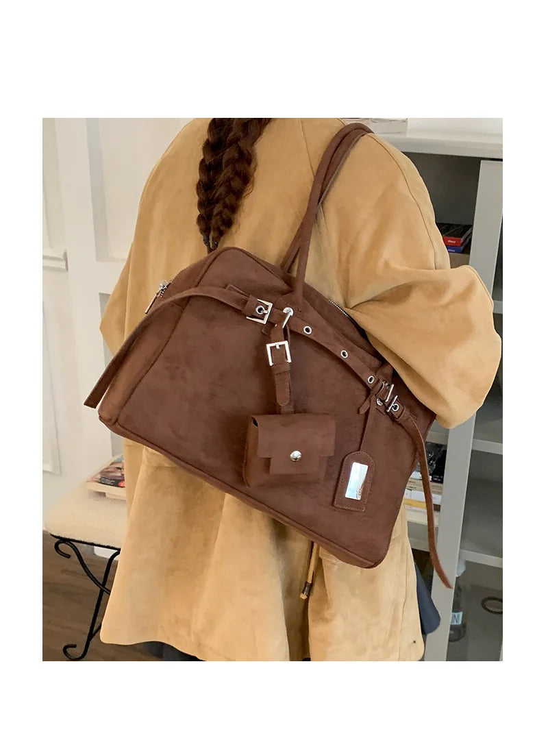 Sac à Main Femme Cuir Daim Vintage Grande Capacité Bureau - MDN