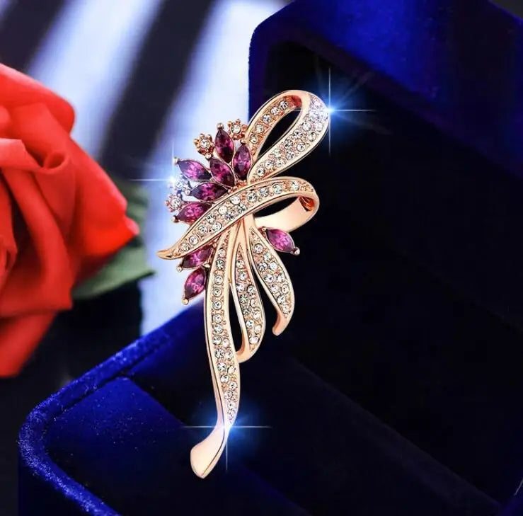 Broche Bauhinia Cristal Zircon Bleu Violet Mariage | MDN