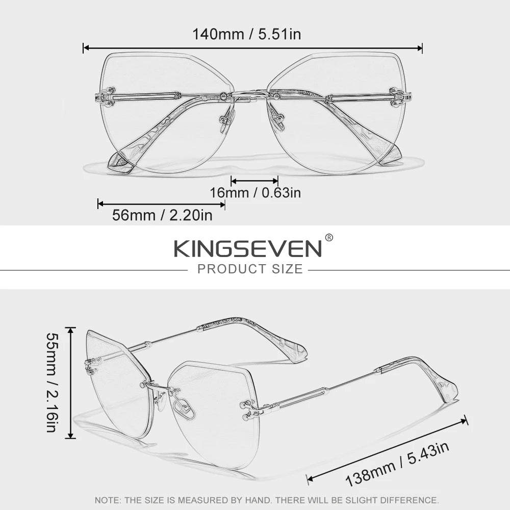 KINGSEVEN Lunettes de Soleil Sans Monture Femme Papillon Verres Dégradés UV400 | MDN Store 25