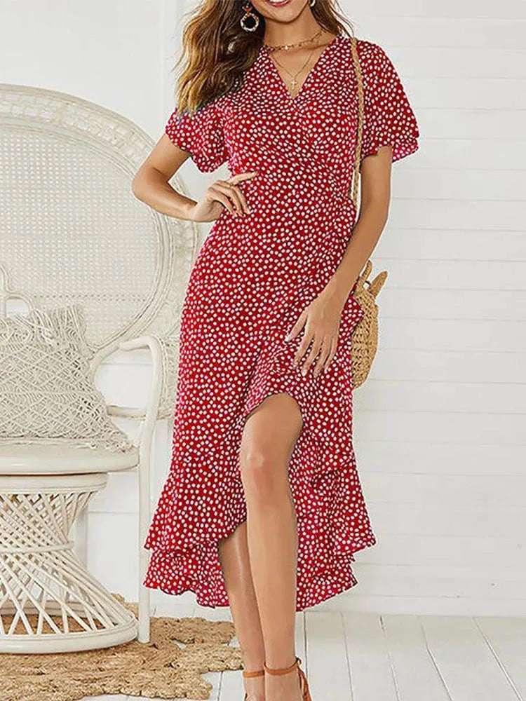 Été Plage Robe Maxi Femme Floral Imprimé Bohème Long Mousseline Robe | MDN Store