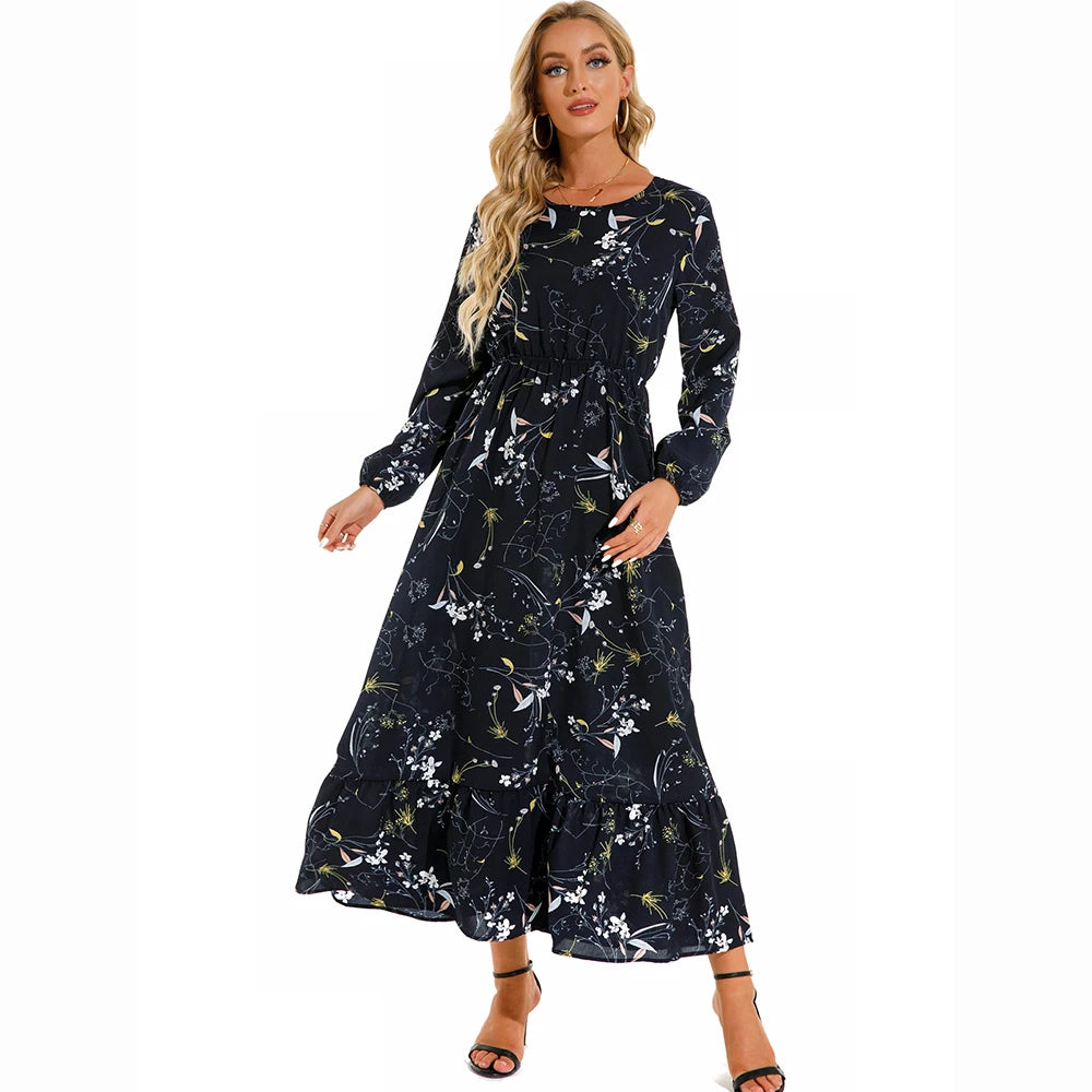Robe Longue Femme Bohème Fleurie Taille Haute Été | MDN