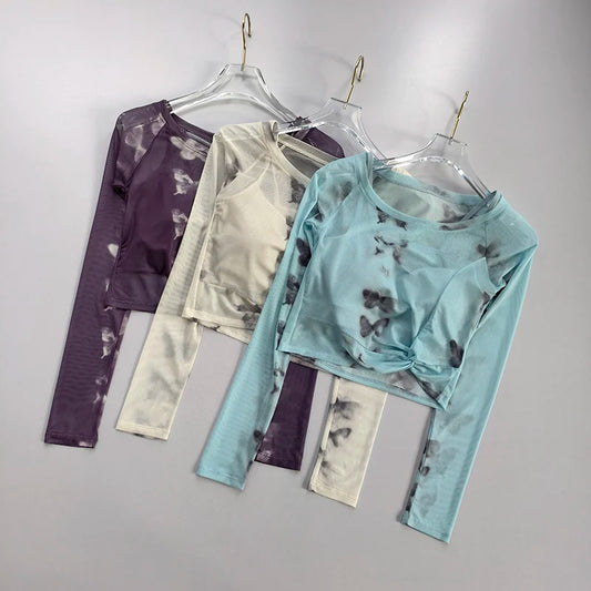 Top Sport Femme Manches Longues Coussin Poitrine - Brassière Yoga Fitness | MDN