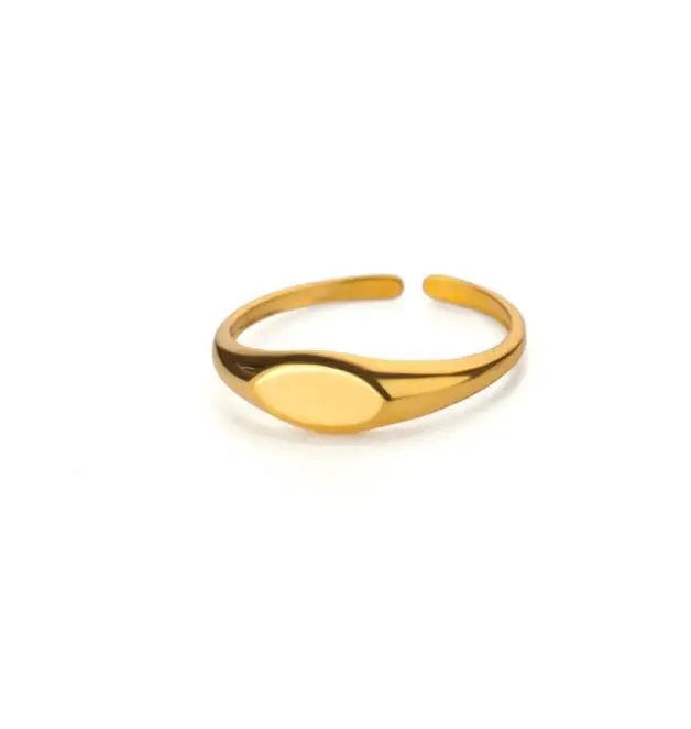 Bague Géométrique Acier Doré Ajustable | MDN Store